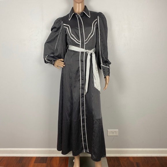 NEW C/MEO COLLECTIVE BLACK POLKA DOT MAXI DRESS - Picture 2 of 10